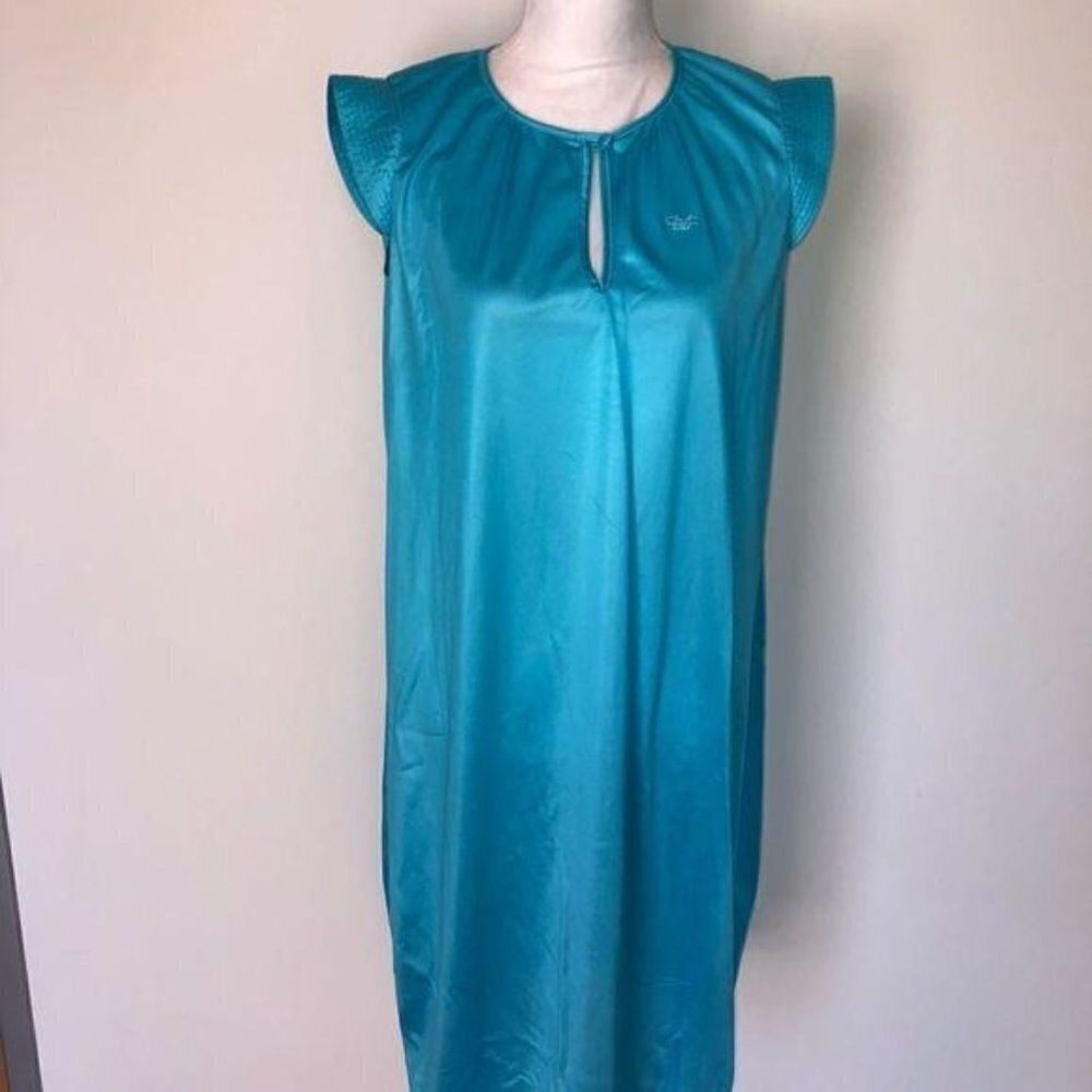 Diane Von Furstenberg DVF Vintage Robe Nightie Set Small S Womens Nylon Blue - Picture 9 of 13